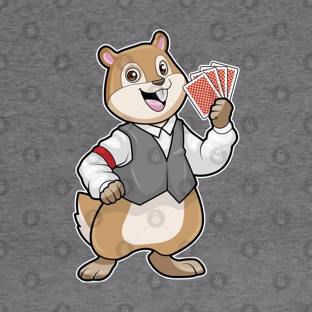 Chipmunk at Poker with Poker cards by Markus Schnabel